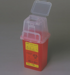 Sharps Container BD™ 9 H X 4-1/2 W X 4 D Inch 1.5 Quart Red Base / Clear Lid Vertical Entry Hinged Snap On Lid (1/EA 36/CS) by BD  ID 305487